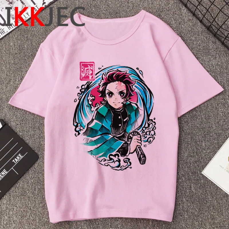 Kimetsu No Yaiba забавная футболка с героями мультфильмов женская японского аниме Demon Slay