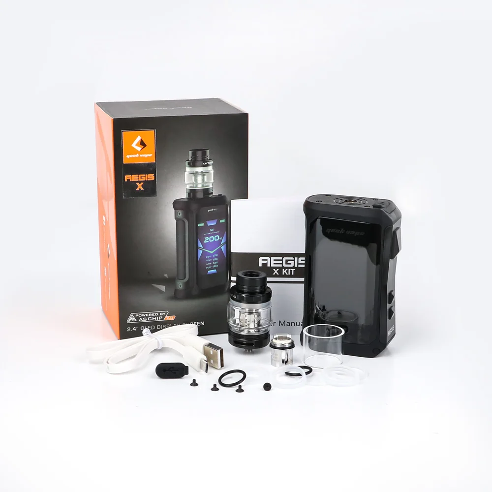 

Newest Geekvape Aegis X E cigarette Vape Kit 200w box mod & 5.5ml tank by dual 18650 battery waterproof vapor E cigarette Kit