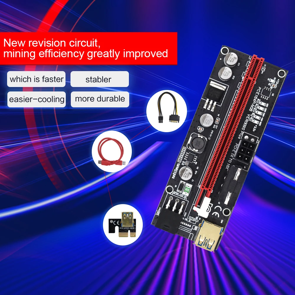 5 шт. Райзер 009s Plus для видеокарты Pci-e 16x Райзер-карта Pci Express USB 3 0 Райзер-кабель