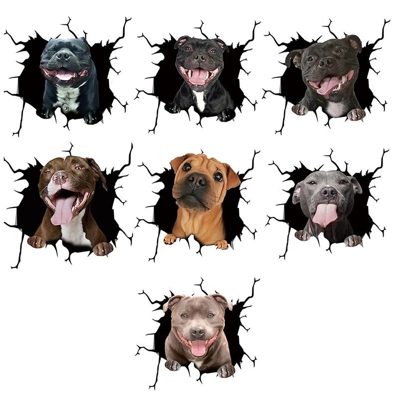 Автомобильная наклейка с трещинами в виде свиньи собаки животных забавный щенок