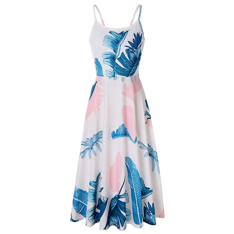 

2021New Summer Pretty Ladies Lemon Print Loose Halter Dress Casual Floral Sleeveless Women Clothing Sexy Strap Midi A-Line Dress