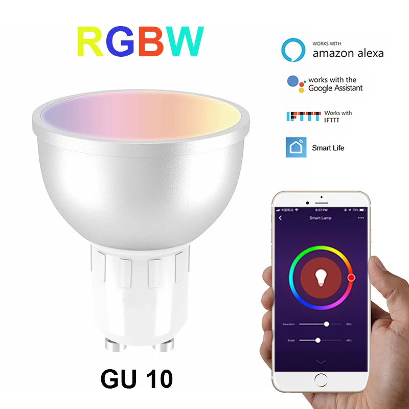GU10 RGBW Wi-Fi умная лампа дистанционное управление Wi-Fi переключатель света Led Изменение цвета лампа для IOS Android работа с Alexa google Home