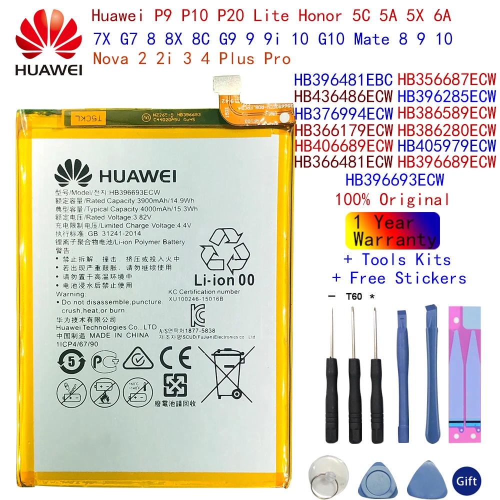 

Huawei honor 6C 5A 7A 7X 8A 8 9 10 9i V9 P20 Pro Nova 2 2i 3 3i 4 plus Mate SE 8 9 10 Lite/10 Pro P20 P10 plus Original Battery