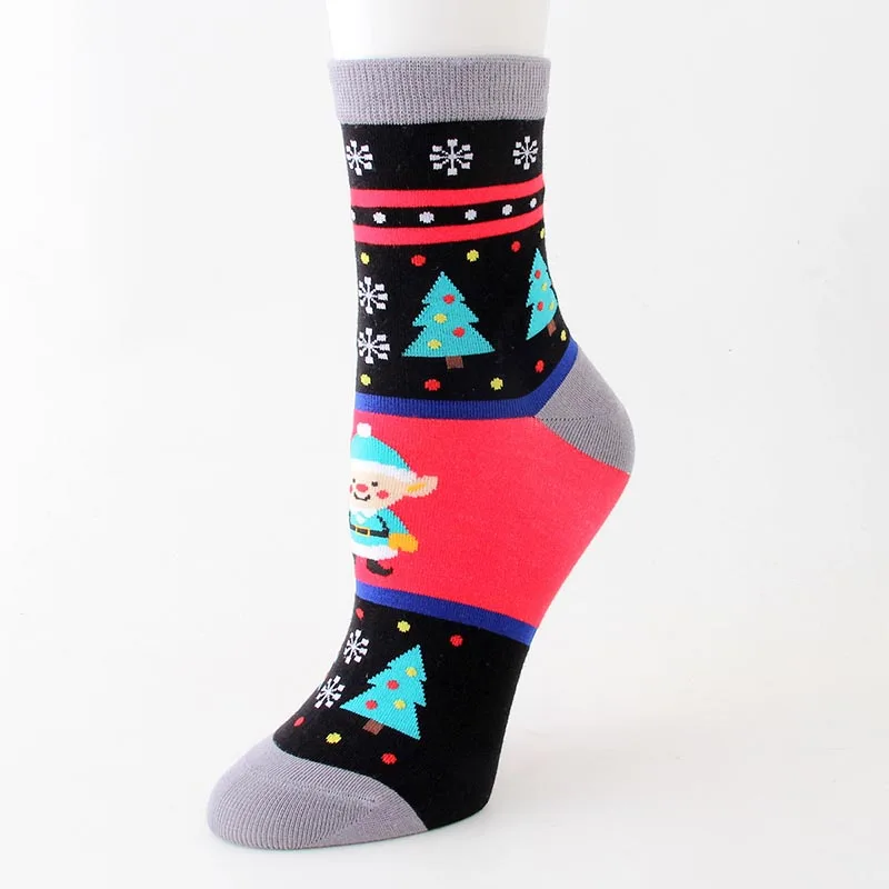 Q Cotton Socks Cute Funny Women Sock Colorful Cartoon Kawaii Santa Elk Socks Christmas Gift For Girls Cute funny design#F - Цвет: Q