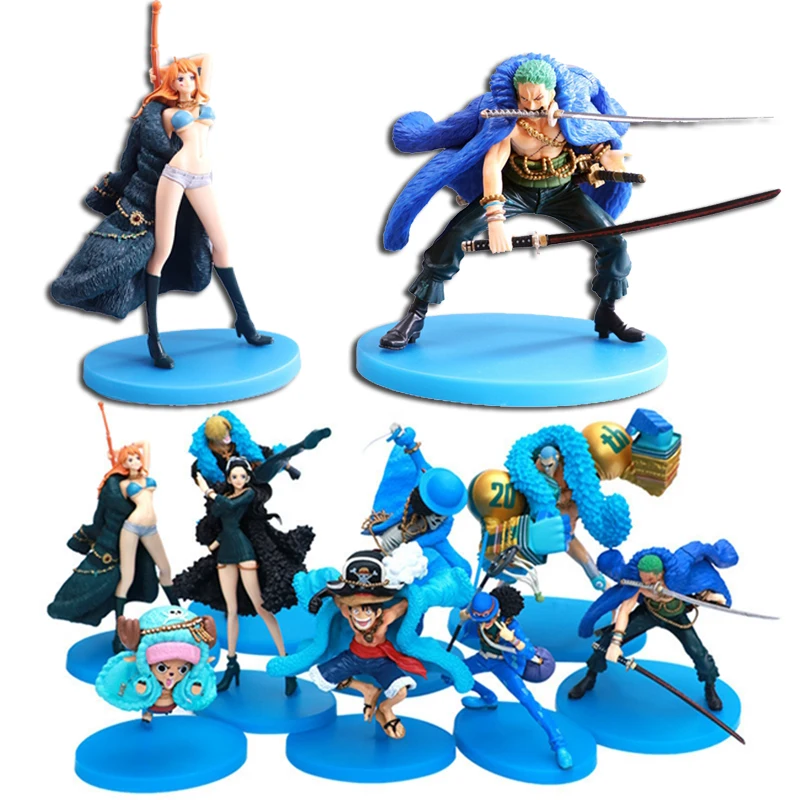 Японское аниме One Piece синяя одежда Nami Luffy Robin Фрэнки ПВХ экшн Фигурки игрушки куклы