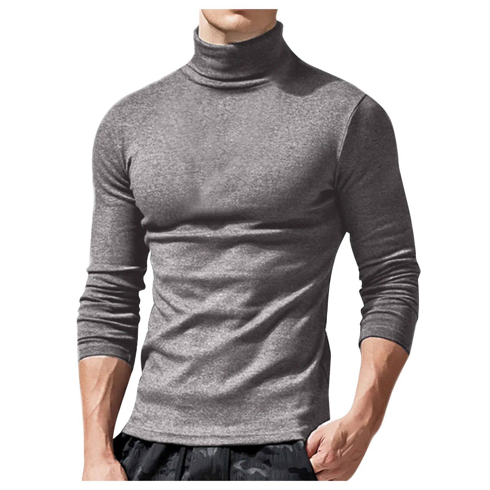 Осенние повседневные однотонные мужские костюмы 2021 Мужская футболка с v образным