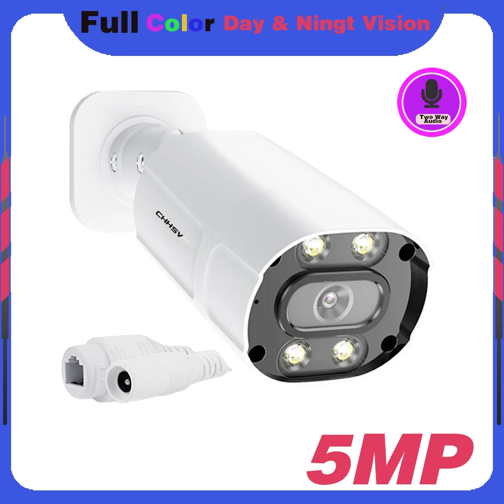 

Full Color Night Vision Security Camera 5MP/4K Outdoor Two-Way Audio POE CCTV Video Surveillance Camera HD 8MP 5MP Bullet IP Cam