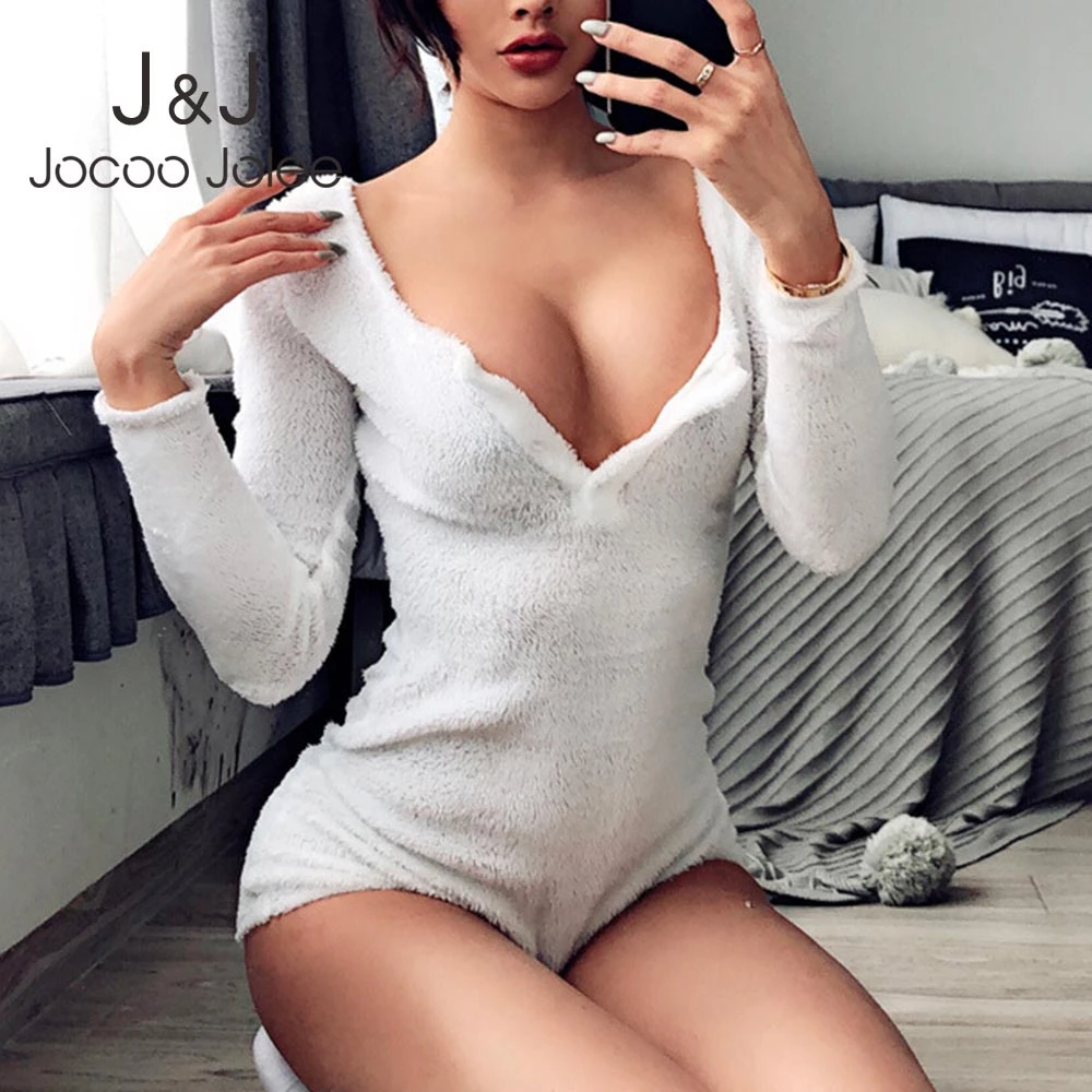 Сексуальные короткие комбинезоны Jocoo Jolee на пуговицах с V образным вырезом
