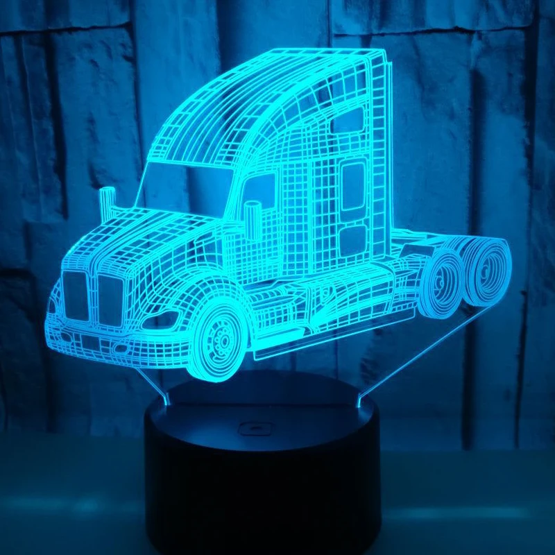 3D светодиодный ночсветильник большой динамический автомобиль с 7 цветсветильник