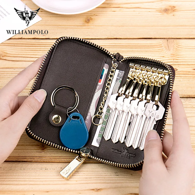 Кожаный Смарт-ключница для ключей WILLIAMPOLO женский модный клетчатый держатель