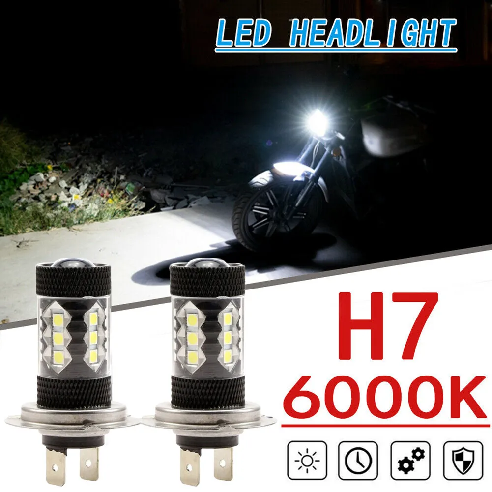 2pcs/set Car H7 200W 16LED Headlight Bulbs High Power White 6000K Lights For BMW S1000RR 2009-2018 S1000XR