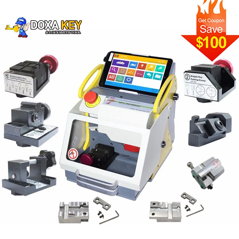 Автоматическая машина для резки ключей SEC E9 с полным зажимом ЧПУ автомобильных и