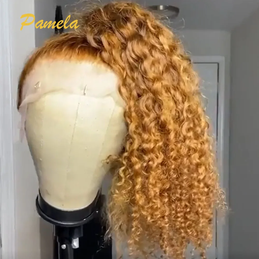 

Short Honey Blonde Curly Human Hair Wig Deep Part 13X6 Curly Lace Front Wig For Black Women Hd Lace Frontal Wig Color27 Ponytail