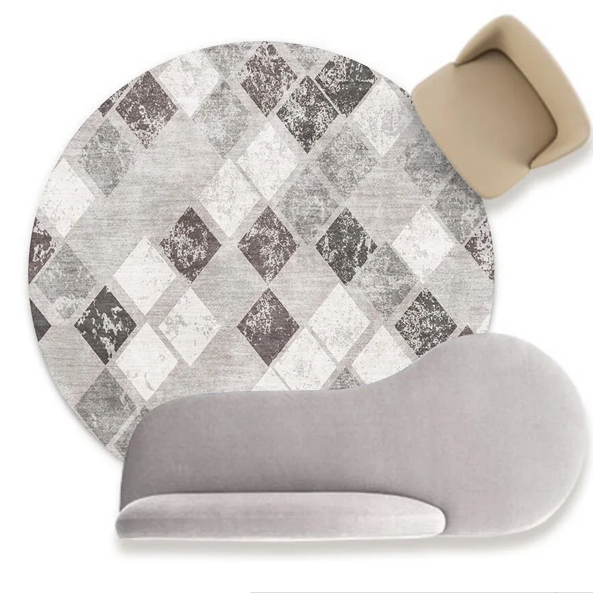 

Fashion modern retro diamond geometric gray living room bedroom hanging basket chair round floor mat carpet