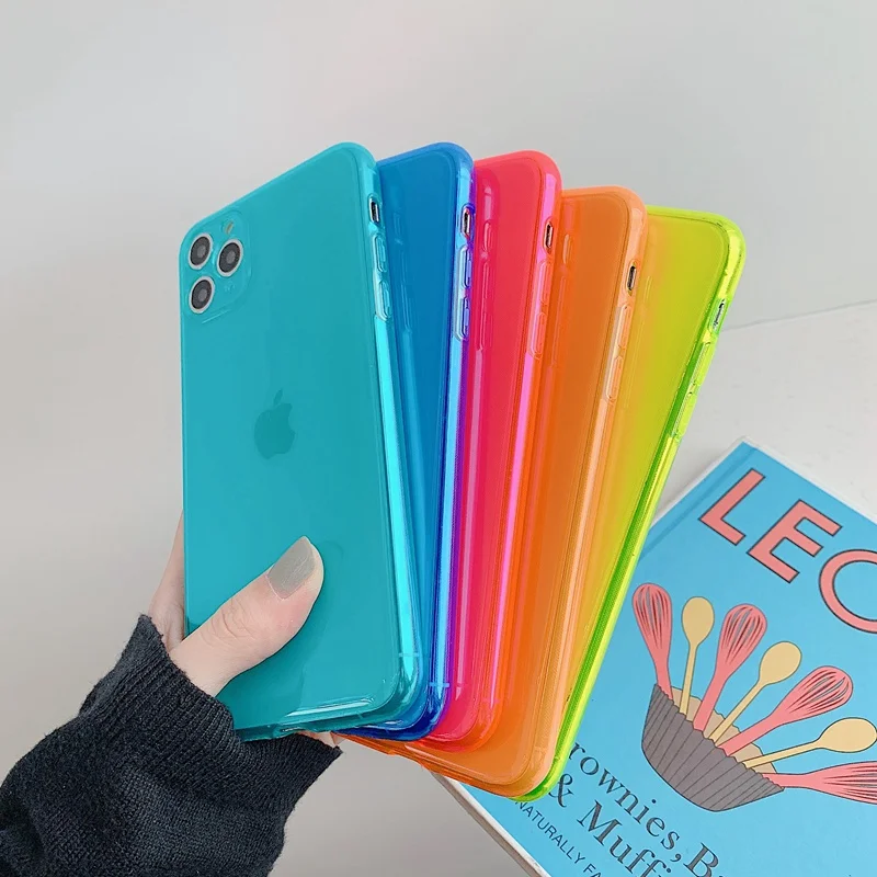 Case for huawei P 40 30 20 Pro Lite phone cover Mate Nova 6 5 4 Candy colored fluorescent cell protective sleeve | Мобильные