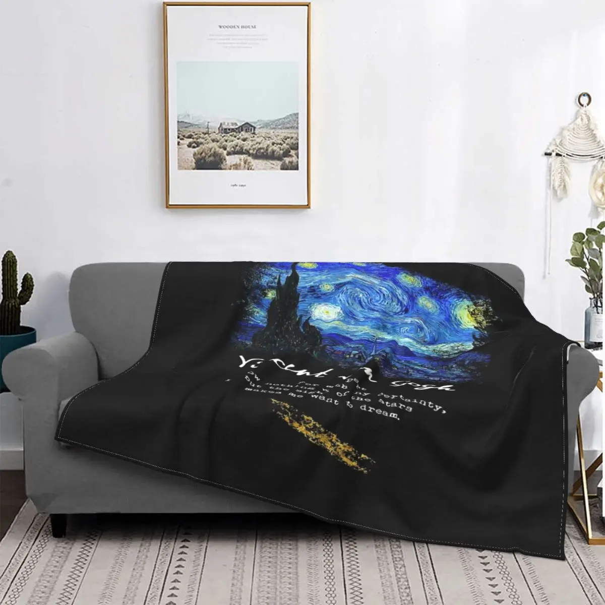 

Manta de noche estrellada de Vincent Van Gogh, colcha de cama a cuadros, edredón de Anime, manta térmica de felpa, colchas para
