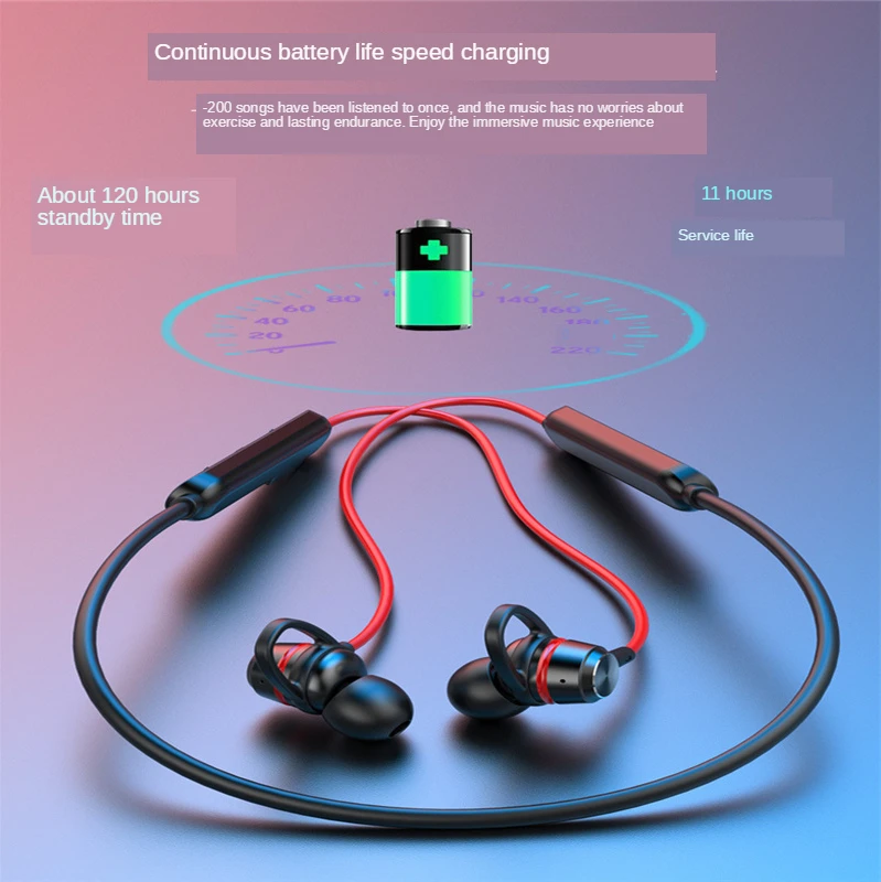 

Наушники Bluetooth 5,0, спортивные стереонаушники для бега, басовые наушники-вкладыши, магнитная гарнитура на шею, подвесные двусторонние наушни...
