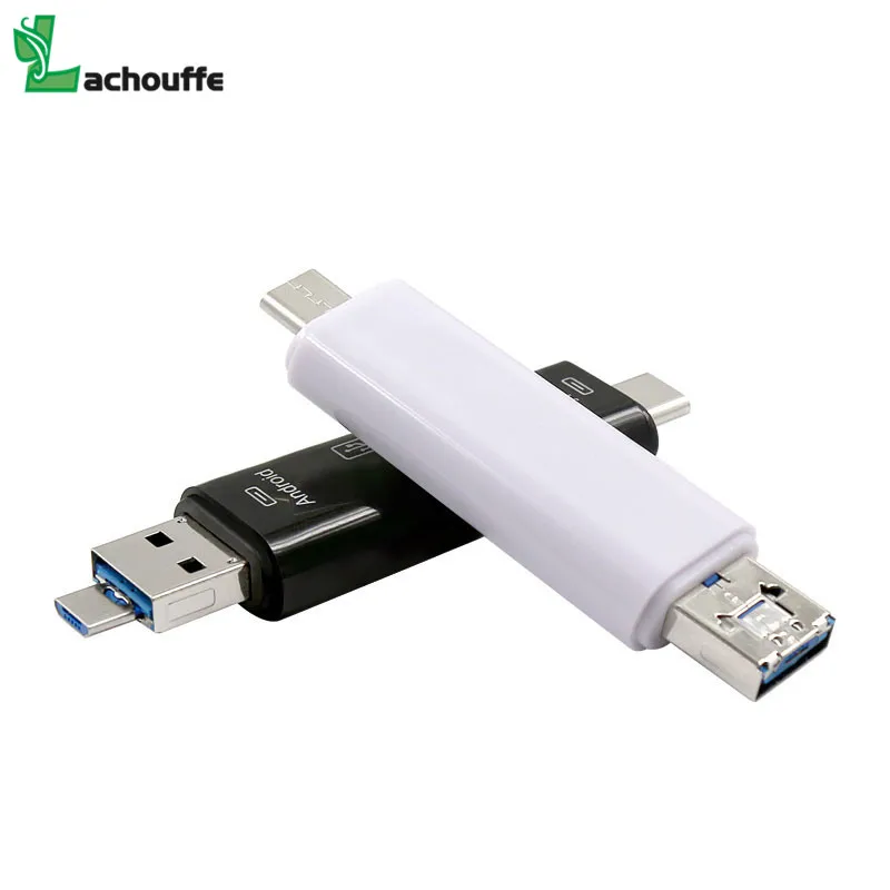 Высокоскоростной USB TF кардридер 3 в 1 Type-C OTG Micro флэш-адаптер соединитель по самой