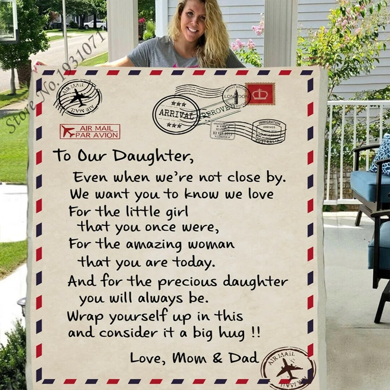 

Express Love TO Our Daughter Funny Character Blanket 3D Print Sherpa Blanket on Bed Home Textiles Blanket Best Gift 01