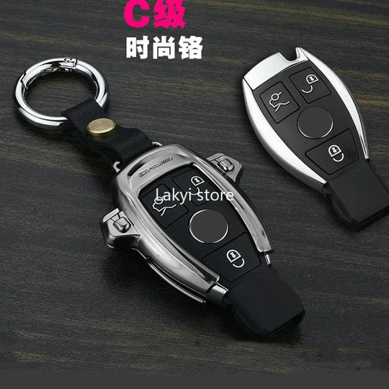

Новые 3 кнопки алюминиевый брелок для автомобильных ключей, чехол для ключей для Mercedes Benz c-класс e-класс GLA220 GLA260 E320 C200 защитная оболочка