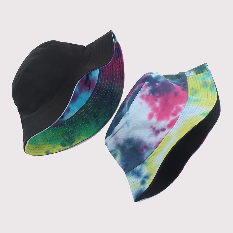 

Panama Summer Autumn Harajuku Bucket Hat Colorful Starry Tie Dye Fisherman Hat Cotton Reversible Bucket Cap for Men Women
