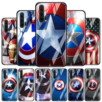 captain america shield marvel for honor 30 20 10 9x pro plus lite 8x huawei y8p y6p y5p y9 y7 y6 2019 tempered glass phone case