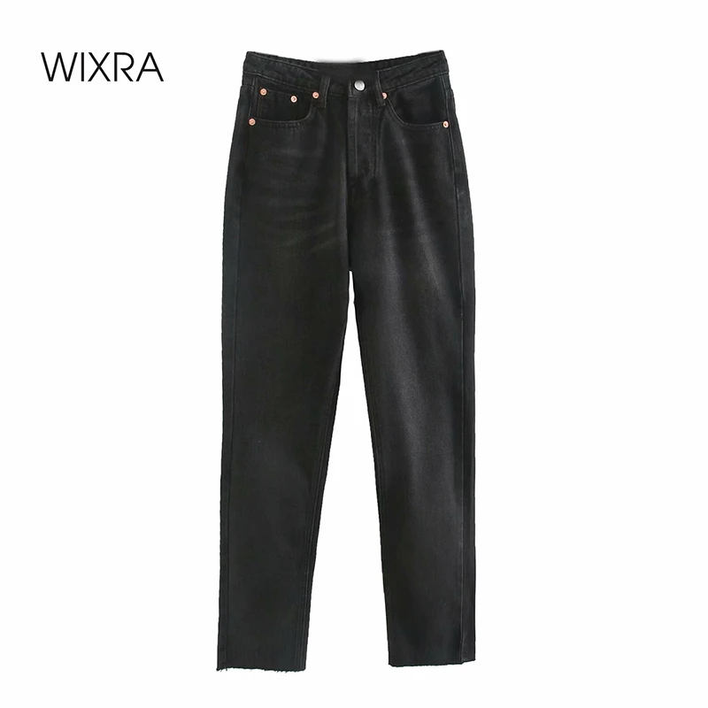 Женские джинсы с высокой талией Wixra свободные однотонные джинсовые брюки в