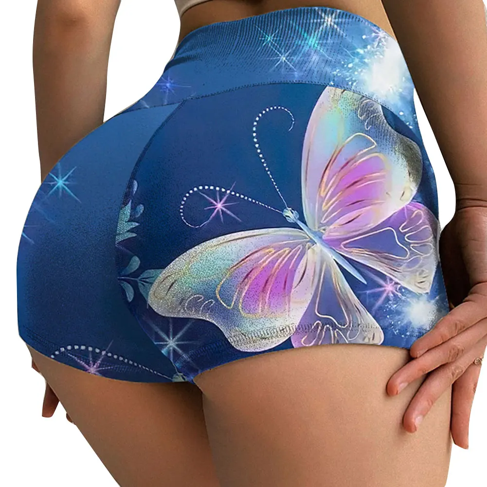 

Women Shorts Butterfly Print Clubwear Short Trouser Summer Casual Stretch Slim Ladies Shorts Gym Clothes