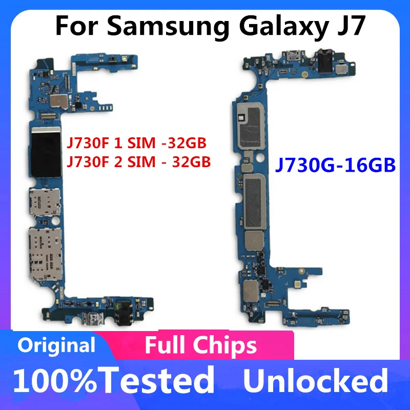 Заводская разблокированная материнская плата для Samsung Galaxy J7 J730G 16 Гб J730F 32 ГБ 1 SIM / 2