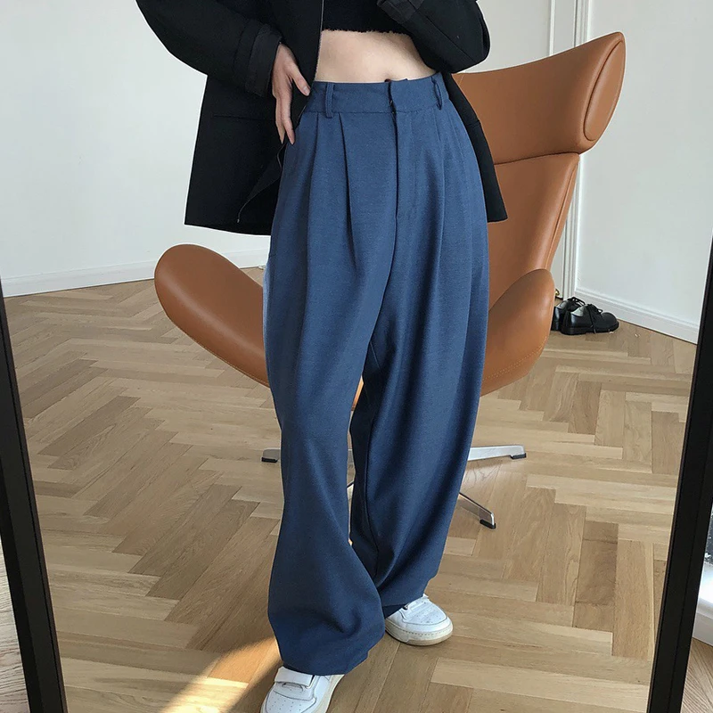 Женские брюки с высокой талией широкие Свободные повседневные 2021 | Женская