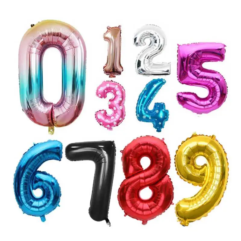 16 32 Inch Foil Number Balloons Wedding Happy Birthday Party Decorations Rose Gold Digital Globos Balloon Baby Shower Supplies images - 1