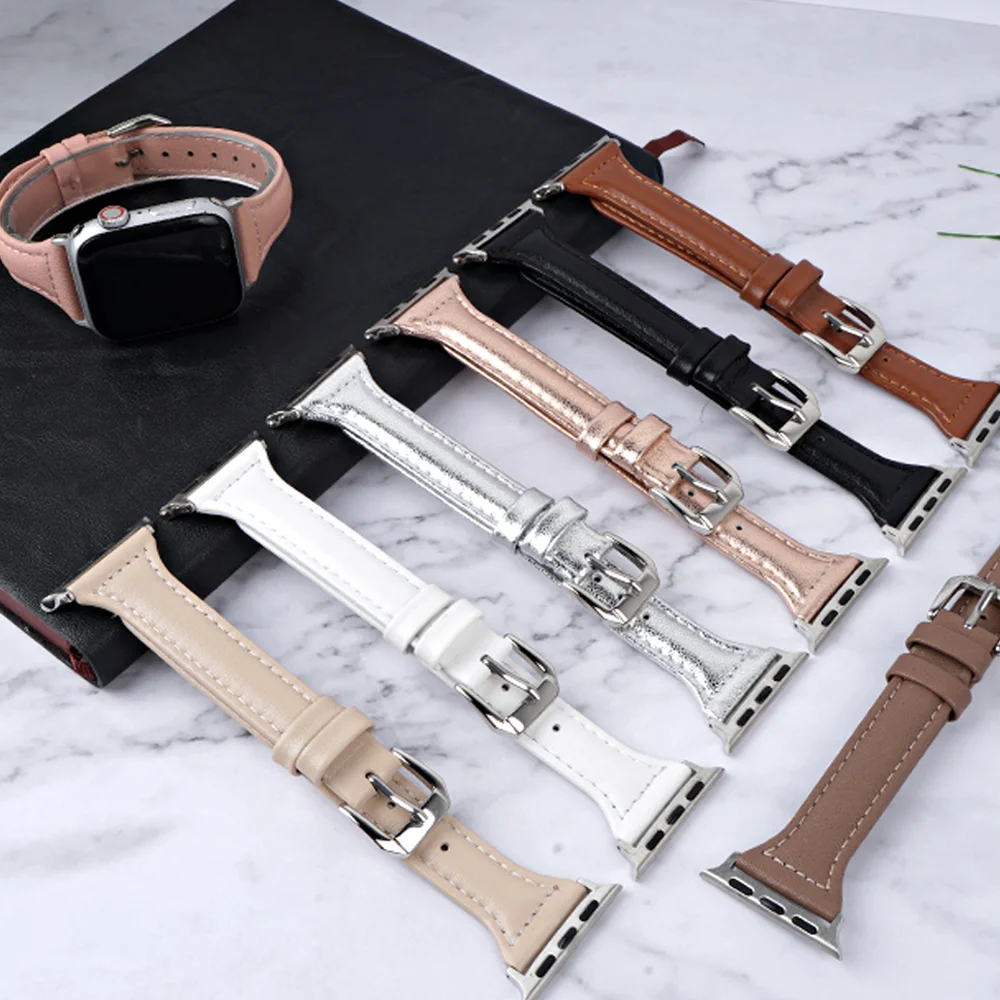 Ремешок из натуральной кожи для apple watch Series 6 se 5 4 3 тонкий браслет iwatch band 38 мм 42 44 40 |