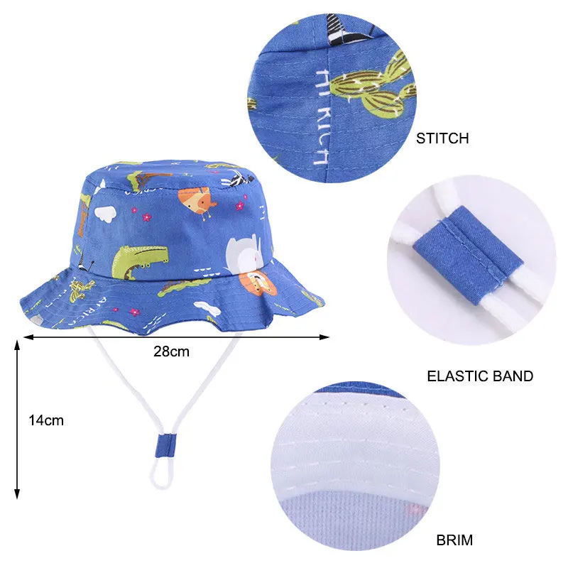 Панама с мультяшным принтом для мальчиков и девочек тонкая хлопковая шляпа