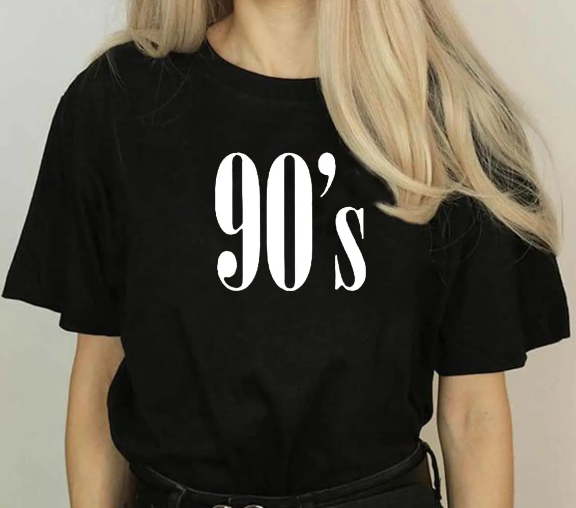 Женская футболка с буквенным принтом 90 х Повседневная коротким обычные топы