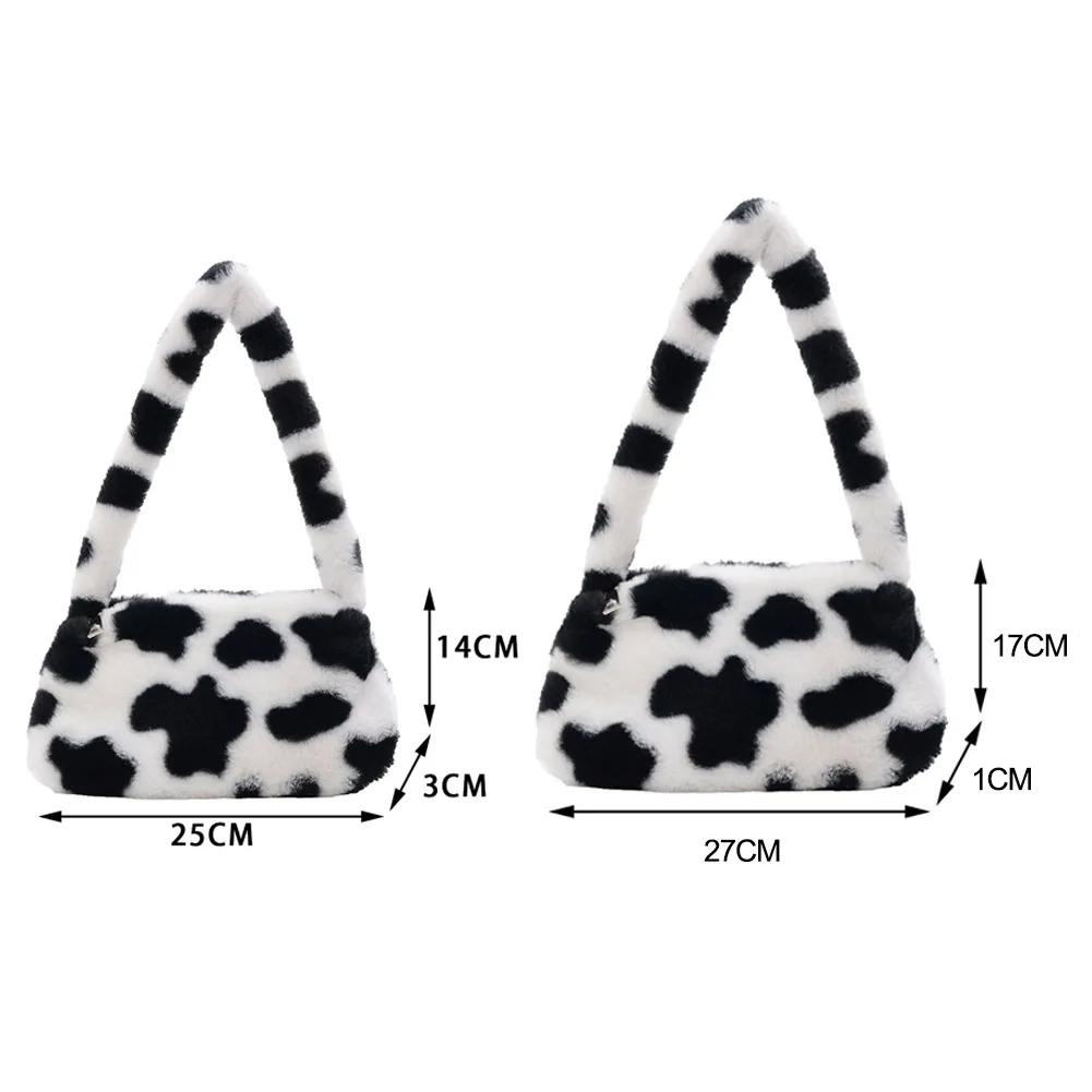 Модные женские мини-сумки на плечо с коровьим принтом зимние плюшевые сумки