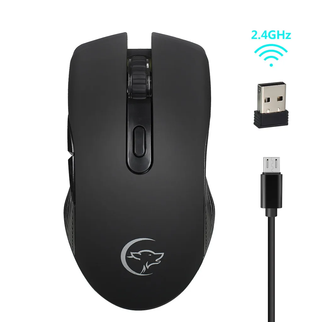

Портативная оптическая беспроводная игровая мышь, 2,4 ГГц, 2400 DPI, 6 кнопок, с колесиком прокрутки, USB-приемник, эргономичная мышь для ноутбука