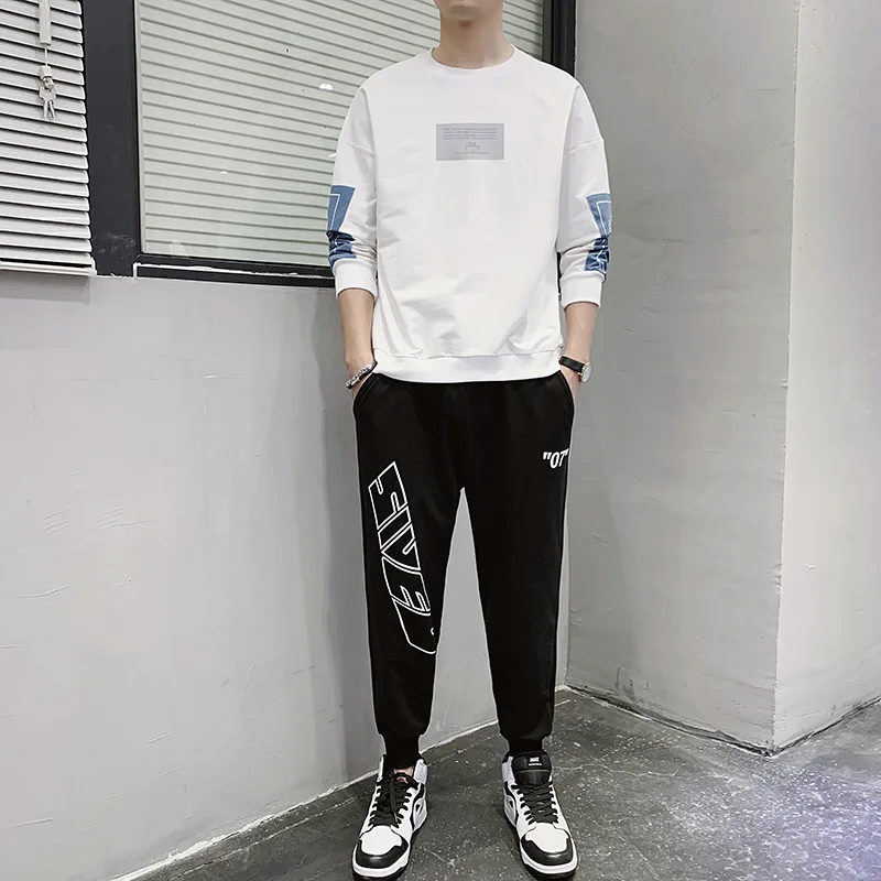 

2021 Cotton Long Sleeve Sweater men's sportswear spring new Korean Trend loose Pullover