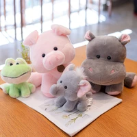 15cm kids stuffed plush toys cute animals doll simulation leopard hippo frog manually shake head dolls kawaii gift for girls
