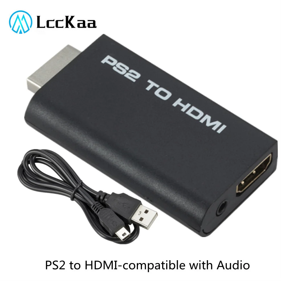 LccKaa PS2 to HDMI-compatible Audio Video Converter Adapter 480i/480p/576i with 3.5mm Audio Output for All PS2 Display Modes