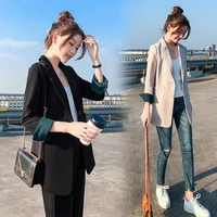 korean casual female blazer suit wives women black patchwork formal pockets ladies clothes business chic luxury fashion