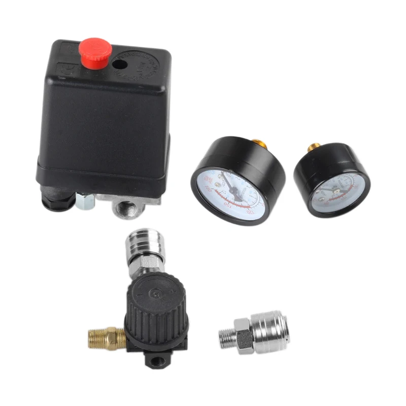 

220V/380V Air Compressor Pump Pressure Control Switch Manifold Relief Regulator 0-180 PSI Control Valve with Gauge