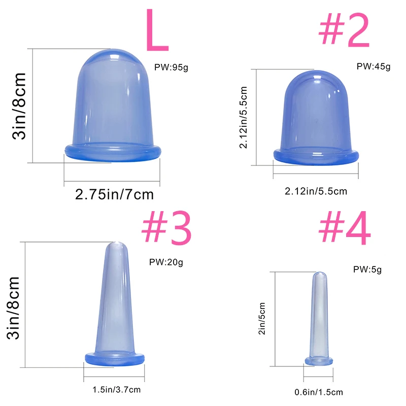 

4Pcs Silicone Suction Cups Set Body Face Massage Anti Cellulite Vacuum Cans Acupunture Massager Vacuum Suction Therapy Cupping