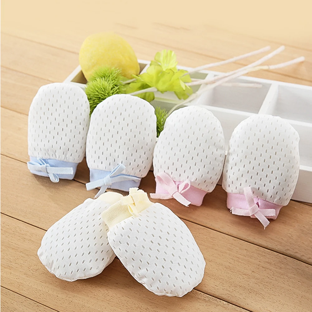Guantes de algod&oacute;n suave para beb&eacute; reci&eacute;n nacido, manoplas con cord&oacute;n ajustable transpirable, protecci&oacute;n antiara&ntilde;azos, 1 par-2