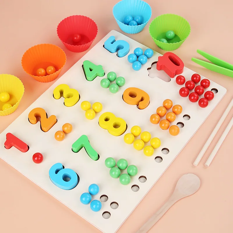 

Children Montessori Multifunctional Toy Clip Bead Board Digital Operation Toy Early Education Math Enlightenment Teaching Aid