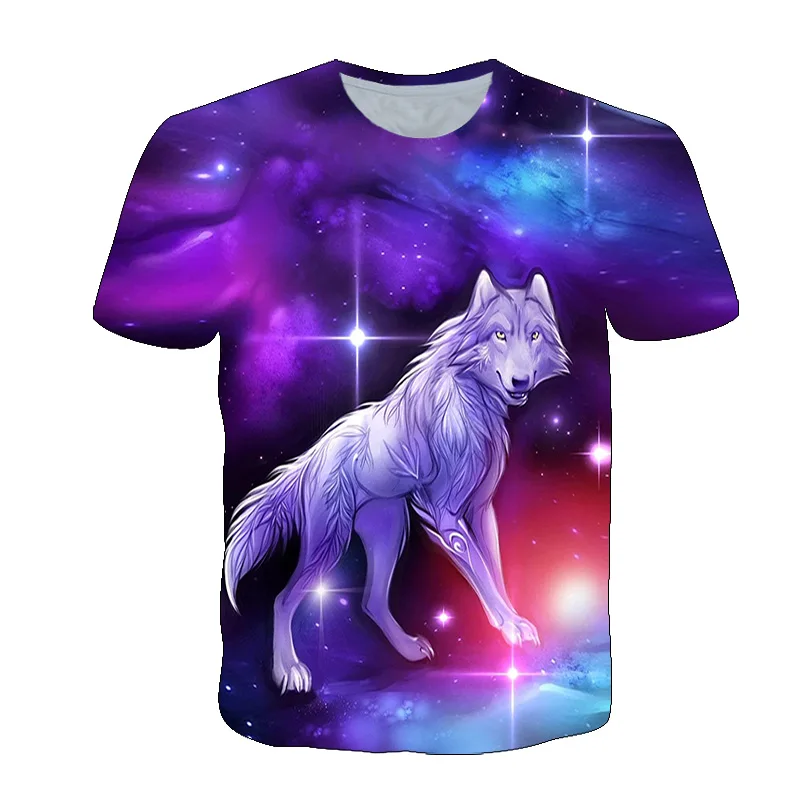 

Boys Fashion Short Sleeve Male T-shirt 2021 Newest Wolf 3D Print Animal Cool Funny T-Shirt Summer Tops T Shirt boy Shirt 4-14T