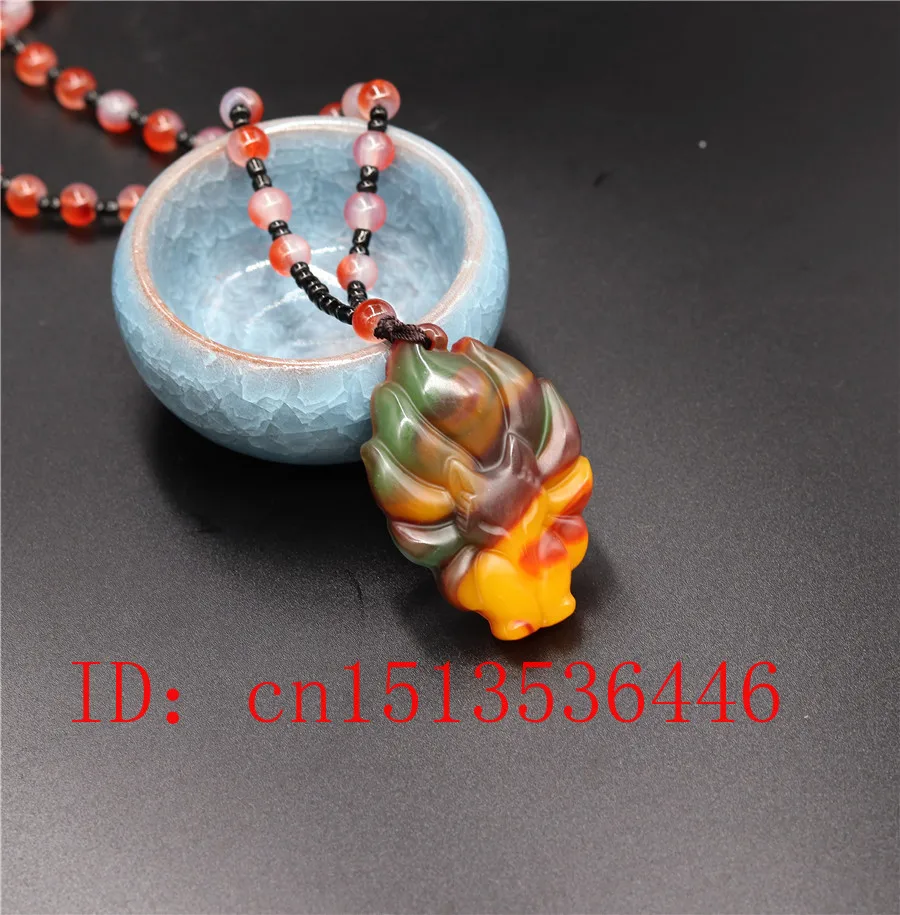 Китайский Цветной кулон с нефритовой лисой ювелирное изделие ручная работа