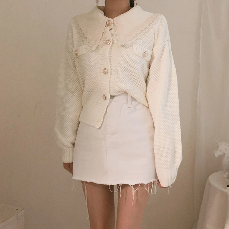 RealShe/женский кардиган 2019 с круглым вырезом и длинным рукавом-фонариком