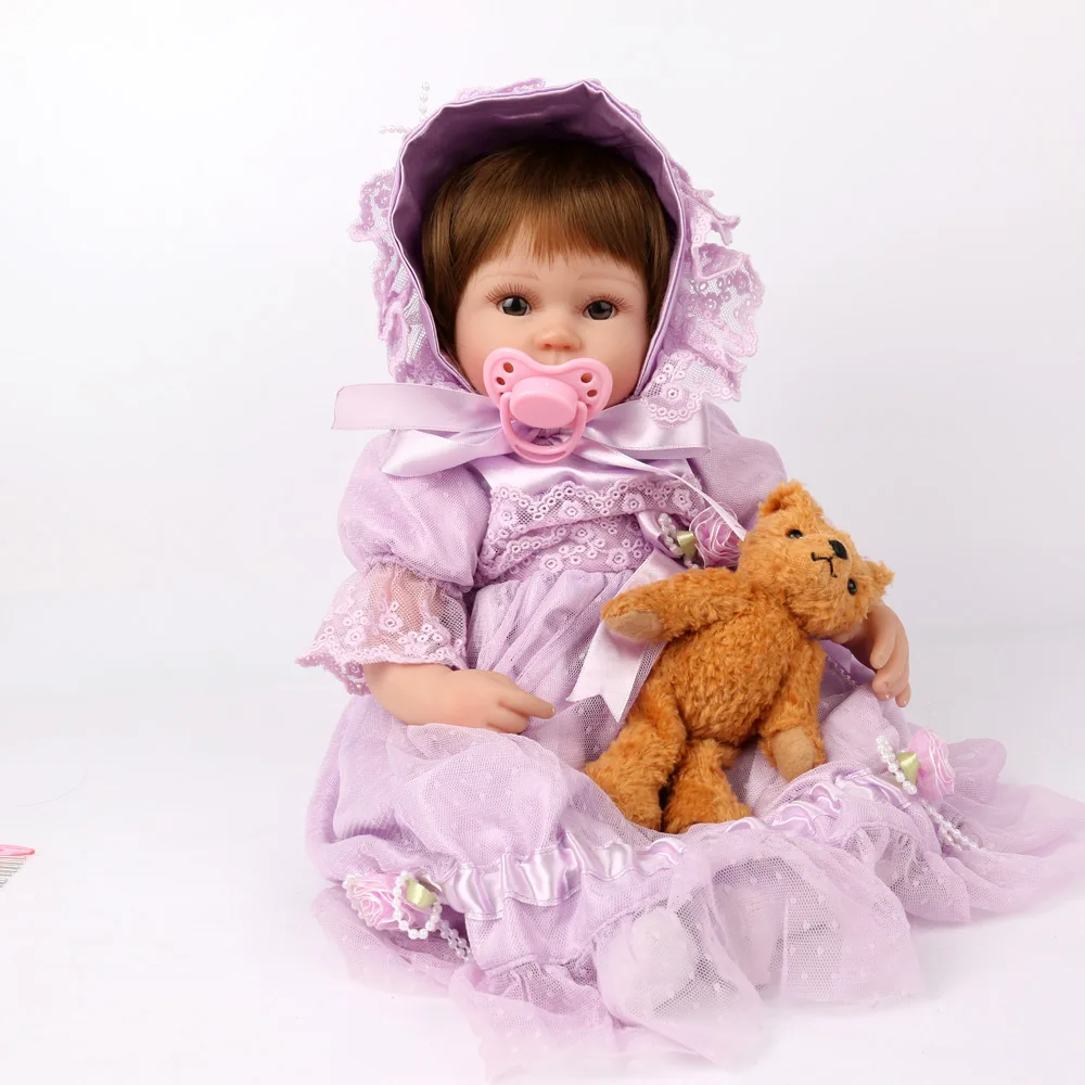 Bebes Кукла реборн 47 см Ткань тела мягкий силиконовый малыш ребенок com corpo de menina День