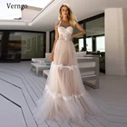 Пляжное свадебное платье Verngo в стиле бохо, сексуальное кружевное платье с лямкой на шее и рукавом 2020, тюлевые Свадебные платья с аппликацией, прозрачное длинное вечернее платье с открытой спиной