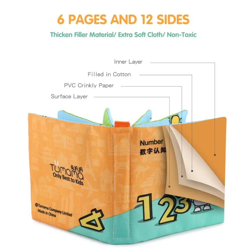Детские игрушки первые мягкие книги раннее образование активности Crinkle ткань